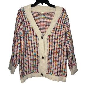 TR Notes Boutique Colorful Thread Button Down Sweater